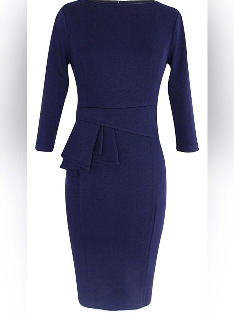 NWT - Navy Midi Dress with Side Drape - Picture 6 of 7